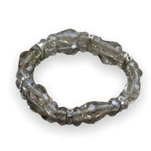 Tan/Brown Tone Beaded Rhinestone Stretch Bracelet